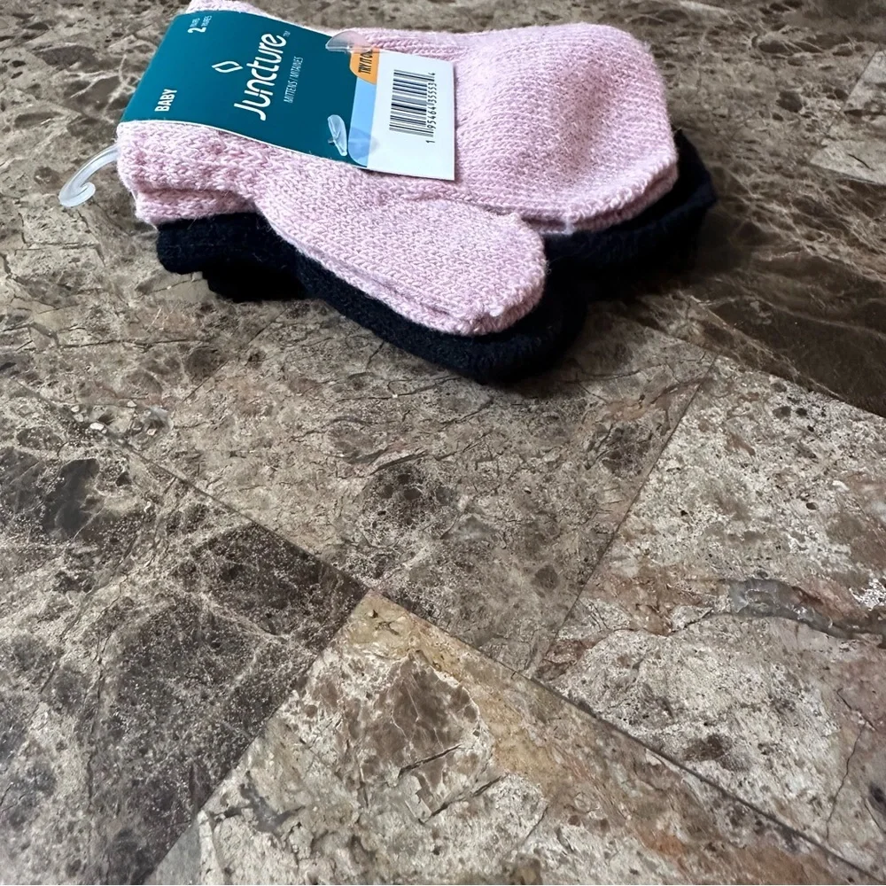 Juncture Baby/Toddler Pink And Black Mittens NEW